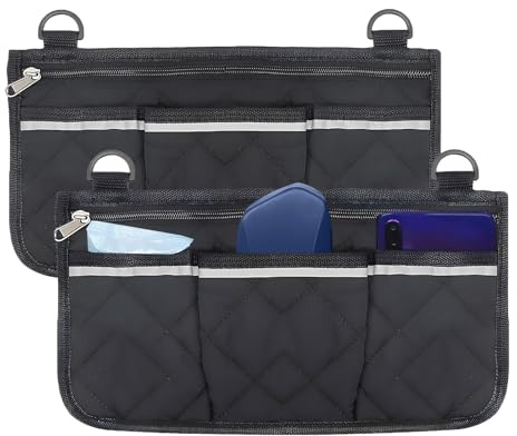 Rollstuhl Zubehör Rollstuhltasche Aufbewahrungstasche Für Armlehne – Praktische Tasche Für Rollstuhl Mit 3 Fächern – Universale Tasche Für Rollator – Schwarz