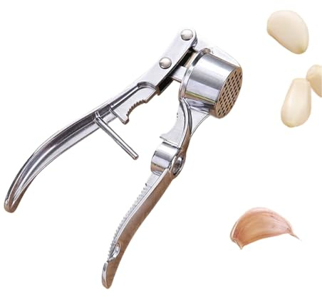Garlic Crusher, 5 in 1 Stainless Steel Garlic Press, Garlic Mincer, No Need to Peel, Rust Proof, Easy to Clean, Dishwasher Safe, Multifunctional for Beer Opening, Nutcracker, Fish Scale Scraping