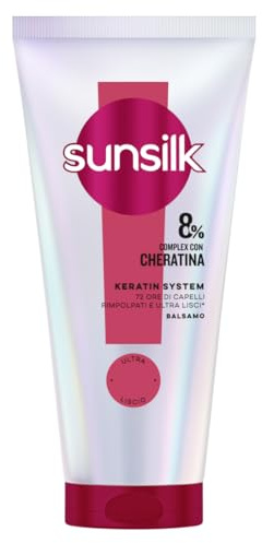 Sunsilk, Balsamo Keratin, Balsamo alla Cheratina per Capelli Lisci e Rimpolpati, Formula con 8% Complex alla Cheratina per Fino a 72 Ore di Effetto Liscio, 180 ml*