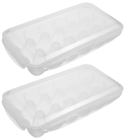 KOMBIUDA 2 Piezas Huevera para Frigorífico Huevos con Tapa Transparente Organizador Apilable de Plástico Resistente para Almacenamiento Seguro y Protección de Huevos Cocina y Nevera