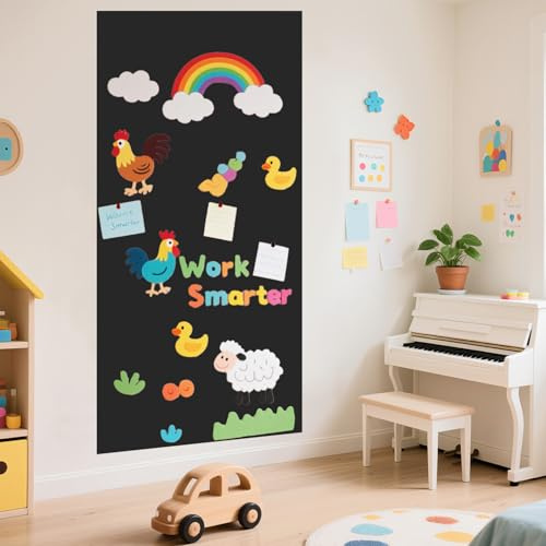 WUPIOS Magnetic Wall Decal 47.2x17.5 Inch Black Magnetic Chalkboard for Wall Self Adhesive Chalkboard Magnet Wallpaper Peel and Stick Wall Decal with Multiple Accessories for Home Playroom Classroom