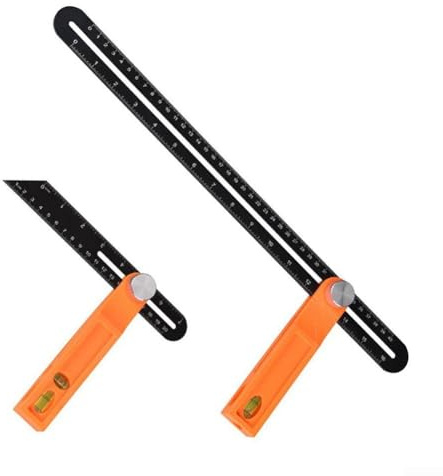 Multi Function Angle Measuring Tool Featuring Tri Square and Sliding T Bevel for Woodworking, Construction, and Engineering Uses (40cm)
