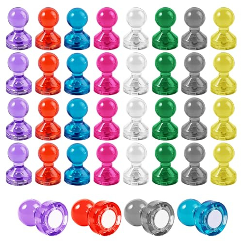 64 Pièces Aimants Tableau Magnétique,11 x 17 mm Petits Punaise Magnétiques | Aimants Colorés Puissants pour Réfrigérateur,8 Couleurs Mini Aimant,Multifonction Aimant Conique,pour Bureau,École,Maison