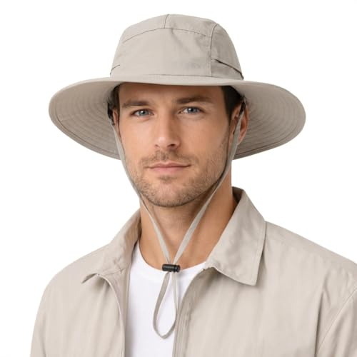 TOP-EX vattentät solhatt män kvinnor UPF 50+ brett brätte, 96597#ljusgrå, M-L