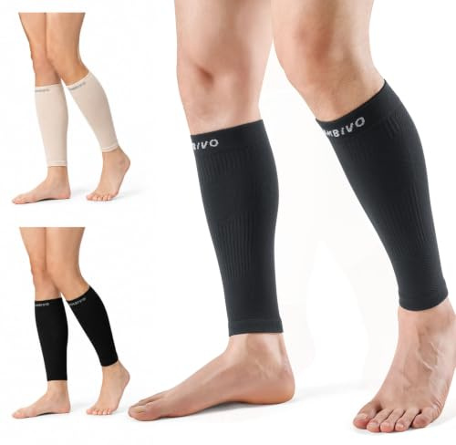 CAMBIVO Manchon Compression Mollet K1, Chaussettes de Compression Sans Pied | Bas de Contention 12-18 mmHg, Tissu Respirant, Maille Respirante, Support pour Course et Voyage Avion, Homme Femme
