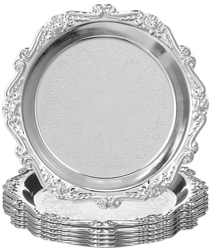 GAROZATION 6pezzi Piatti da Portata Vintage in Metallo con Decorativo Vassoio Snack per Frutta Dolci e Antipasti Elegante Centro Tavola per Feste e Uso Quotidiano