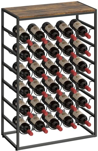 HOMCOM 30 Bottles Wine Rack 6 Tier Space Saving Wine Holder Rustic Brown