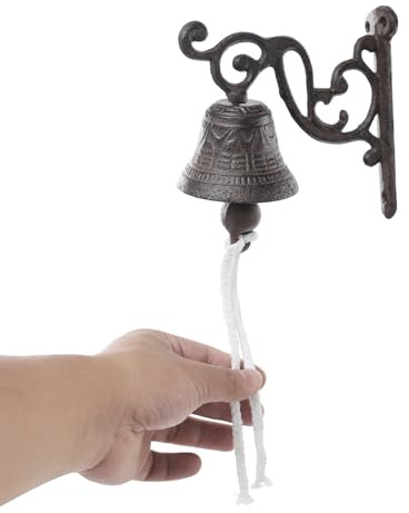 YISSALE Sonnette de porte en fonte, cloche murale vintage, cloche de bateau rétro, cloche décorative pour jardin, maison, café, faux bronze