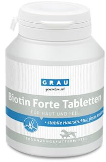 GRAU L’originale Biotin Forte, 100 compresse, per rinforzare gli artigli e mantenere il pelo morbido, per cani e gatti, (1 confezione da 100 pezzi), integratore alimentare per cani