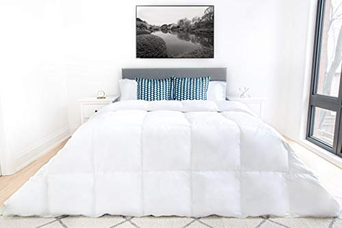 Highland Feather Cordoba White Down Duvet Comforter 550 Loft 233TC Casing with Corner Ties, Queen, 233 Thread Count