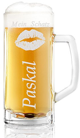 polar-effekt Glaskrug Personalisiert Bierglas mit Namen - Bierkrug als Geburtstagsgeschenk Bierseidel - Glas 0,5 Liter - Ich Liebe Dich Geschenke für Männer 0,5l