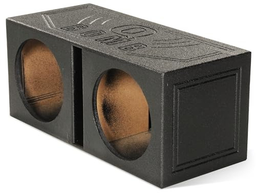 Q Power 12 Inch Dual Subwoofer Box, High-Performance Vented Speaker Enclosure, Black - Car Audio and Sound System Accessories - Portable Equipment for Subwoofers