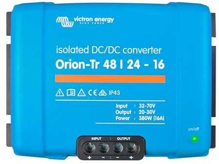 Victron Energy Orion-Tr IP43 48/24-Volt 16 amp 380-Watt DC-DC Converter, Isolated | IP43 Protected - for Dual Battery Systems