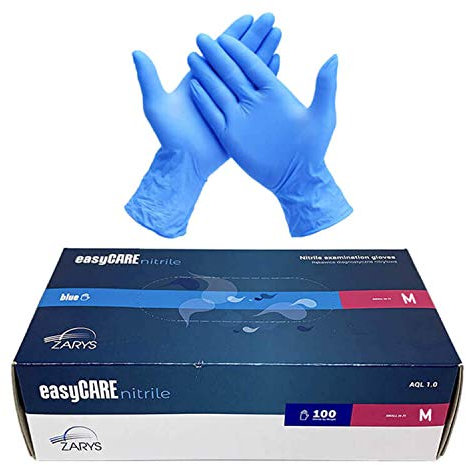 Lot de 100 gants jetables en nitrile sans latex Taille M Bleu