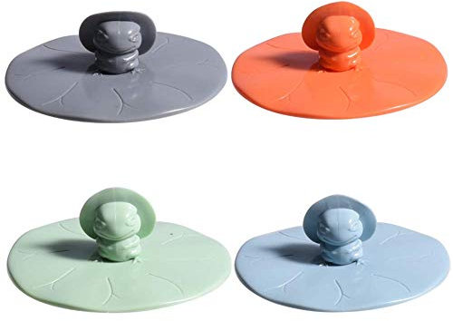 Molinter Waschbeckenstöpsel Abflusssieb Haarsieb Abfluss-Stopper Silikon Frosch Design Abflussstopfen für Waschbecken, Badewanne, Dusche, Abfluss, Haarfänger, Badewannen-Schutz 4 Stück/Set (S/10cm)