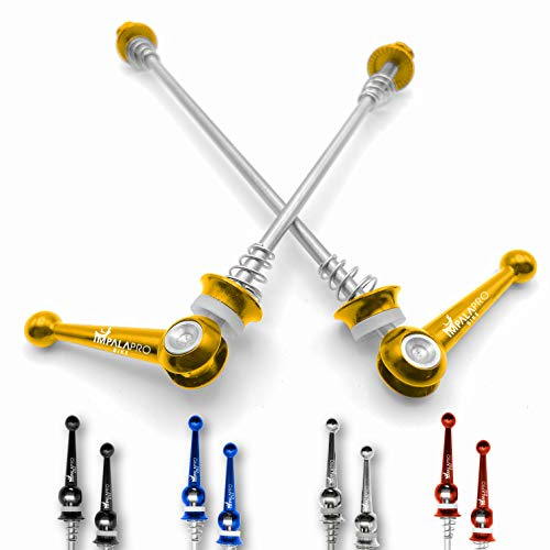 IMPALAPRO - Schnellspanner Set Titan Fahrrad Vorderrad und Hinterrad | Schnellspanner Rennrad und MTB, Vorderrad 100mm und Hinterrad 135mm, Titan 46g pro Paar, Drehsicherung, 5 Farben