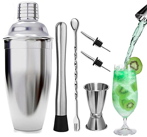 TWBEST Cocktail Shaker da 750 Ml Set, 6 Pezzi, Kit in Acciaio Inossidabile, Strumento Accessorio Barra Professionale