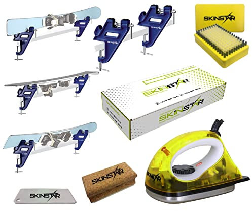 SkinStar Skiwax Set Skispanner Wachseisen Bürste Natural Wachs Abziehklinge 6-teilig