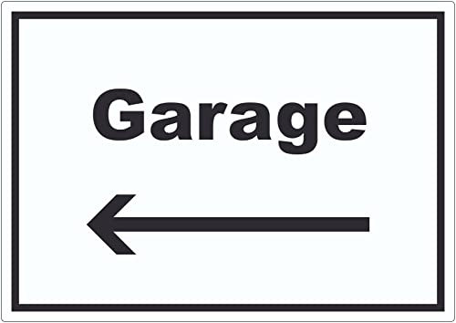 Garage Aufkleber mit Text und Richtungspfeil links Auto Stellplatz waagerecht A8 (52x74mm)