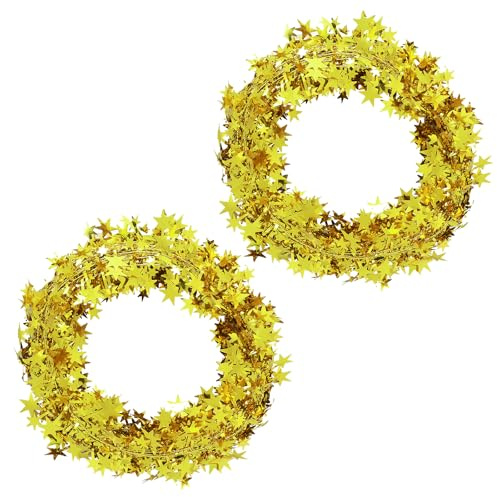 Abeillo 2 Rollen 7,5 m Sternen Kranz, Kleine Sterne Girlande, Formveränderbar Stern-Metalldraht-Dekoration DIY Hängende Deko für Party Dekorationen Festliche Verzierung Geschenk-Deko Weihnachtsdeko