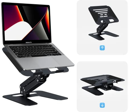 GIISSMO Supporto per computer portatile regolabile in altezza, supporto per computer portatile in alluminio ventilato per scrivania, compatibile con MacBook Pro/Air, Dell, Lenovo, Samsung, Acer
