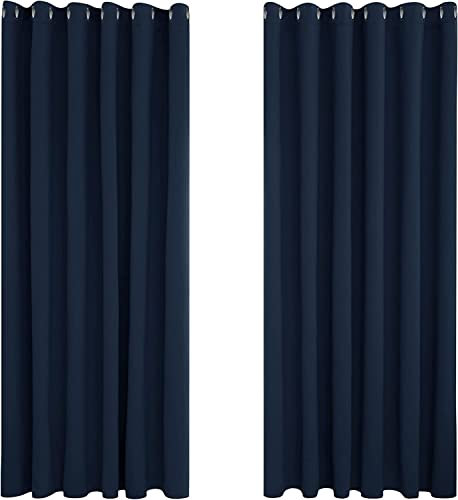 Deconovo Blackout Curtains Bedroom Super Soft Thermal Insulated Curtains Blackout Eyelet Blackout Curtains for Living Room 66 x 84 Inch Navy Blue 2 Panels