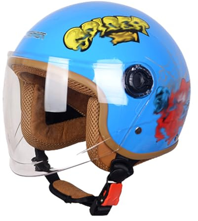 Casco Moto Bambino, Casco Moto, 3/4 Mezzo Casco, per Scooter Scooter Traspirante Leggero, Taglia unica: 48-56 cm 5