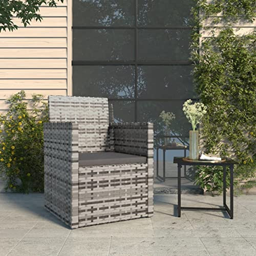 Homgoday Gartensessel mit Kissen Gartenstuhl Rattansessel Sessel Stuhl Stühle Balkonsttuhl Rattanmöbel Rattanstuhl für Garten Terrasse Balkon Grau Poly Rattan