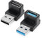 AIYEEN Adaptateur USB 3.0 90 degrés (Paquet de 2), Angle Haut et Bas USB 3.0 Type A mâle vers USB-A Femelle, coupleur d'angle, convertisseur de Charge Rapide OTG