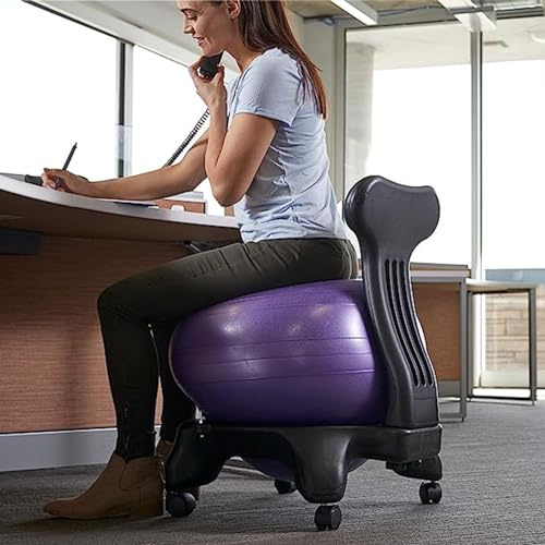 Silla con Pelota Extra Gruesa Silla de Pelota de Yoga para La Oficina, Sillas de Escritorio con Asiento de Pelota de Ejercicio para Aliviar El Dolor de Espalda Baja, Silla Ergonómica de Equilibrio