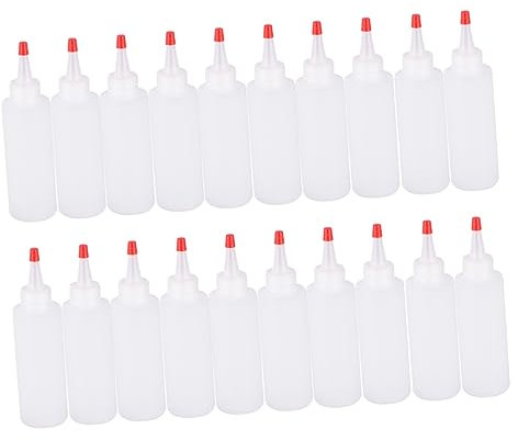 FRCOLOR 20 Pièces Bouteilles à Condiments Souples Goulot Fin Et Couvercles Pour Ketchup Moutarde Sauces Et Autres Liquides