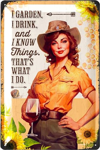 LANOLU Vintage-Blechschild – I Know Things, Bauernhaus-Metallschild für Wand, Veranda und Terrasse, 30,5 x 20,3 cm