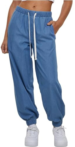 Urban Classics dam lätt denim joggingbyxor, Himmelsblå tvättad, XXL