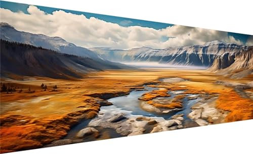 Diamond Painting, Diamant Painting Bilder Landschaft, DIY Diamant Kunst Malerei Stickerei Set, Diamant Malen nach Zahlen Erwachsene, Fluss Diamond Painting Set für Home Wanddeko Geschenk 210x70cm X-6