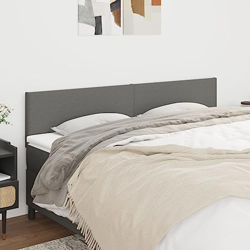CKioict Betthaupt Wandkissen Bett Bettkopfteil Schlafzimmer Kopfteile 2 STK. Dunkelgrau 100x5x78/88 cm StoffGeeignet für Schlafzimmer, Gästezimmer, Schlafsaal