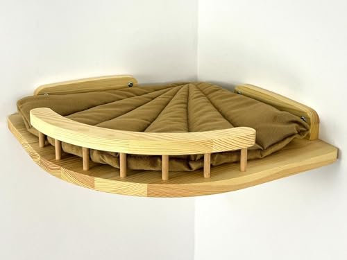 RshPets® An der Wand montiertes Katzenmöbel – Eck Katzenbett - Kletterwand Katzen - Wandmontierte Katzenmöbel - Katzen Wandelemente - Kletterwand Set - Katzentreppe Wand (Helle Farbe)