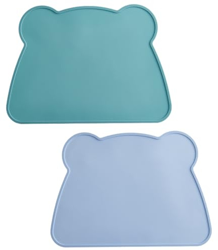 Platzdeckchen 2pcs Silikon Tischsets Baby Malunterlage Abwaschbar, Mehrzweck Antihafte rutschfeste Silikon Unterlage, Platzset