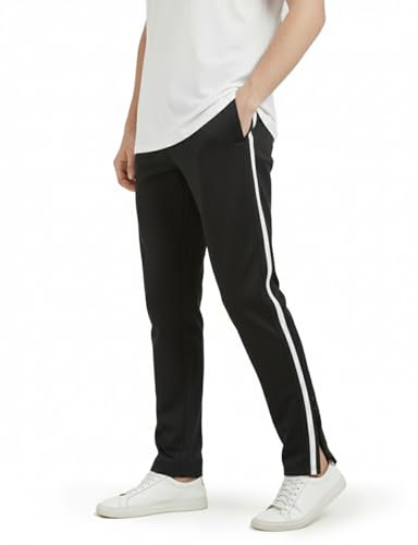 Zylioo lång/extra långa joggingbyxor herr långa ben, sommar sportbyxor, sweatbyxor, träningsbyxor sweatpants, löparbyxor, långa steglängd, Svart-vit, S extra tall