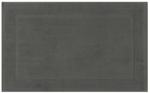 Uxcell Cotton Banded Absorbent Reversible Bath Mat for Hotel Spa Bathtub | No backing design. Use by shower or vanity. Quick moisture absorbency. Fade-resistant colors Grey 24 x 16