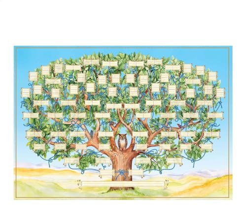 Stammbaum-Wanddekoration – exquisite ausfüllbare Ahnentafel, Familiengeschichte-Fototuch, Handschrift | Stammbaum-Diagramm, anpassbar, Stammbaum-Bild für Heimdekoration (40 x 60 cm)