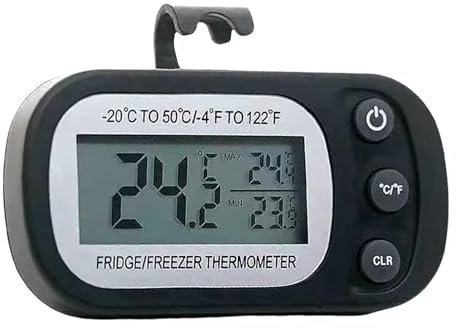 Digital Refrigerator Thermometer - Waterproof Refrigerator And Freezer Thermometer | Thermometer Refrigerator With Large LCD Screen, Freezer Temperature Gauge With Magnetic Back For Room, Kitchen