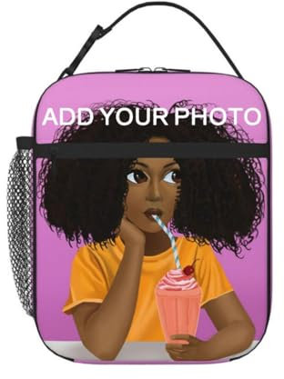 Bolsa de almuerzo con foto personalizada aisladas personalizadas Reutilizables con bolsillo lateral Bolsa de mano personalizada Lonchera con Pohto para el Trabajo Escuela Picnic Senderismo
