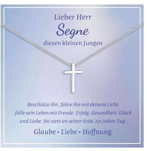 Chaîne en forme de croix pour enfant, cadeau de première communion, en argent 925, avec pendentif en forme de croix, chaîne en argent sterling 925, pour confirmation, naissance, première communion