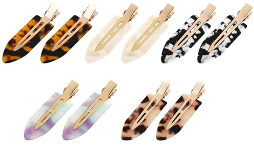 Mtuihfo Lot de 10 pinces à cheveux sans plis, pinces à cheveux multicolores pour maquillage sans pli, barrettes à cheveux pour frange (couleur tortue)