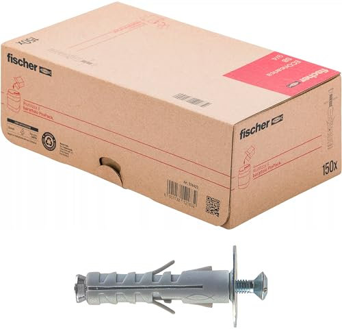 Fischer 150x Tasselli SB 9/4 ECOricarica per ProPack, per Fissaggio su Cemento e Muro di Armadietti, Pensili, Mobili, 574423
