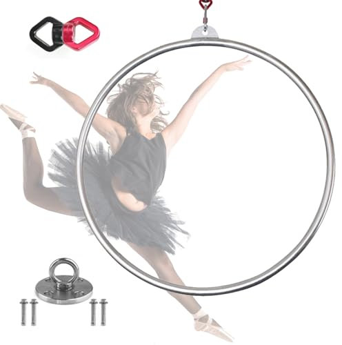 WJFTODAY 90 cm Aerial Hoop Kit, Single Point Aerial Hoop Edelstahl Yoga Hoop Zirkus AeriaAerial Hoop Edelstahl Yoga Hoop Zirkus Aerial Equipment für Tanzstudio, Aerial Fitness, 3,2 cm Rohrdurchmesser