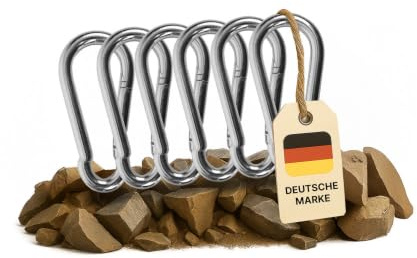 Dönges Mousqueton de pompier, 40 x 4 mm, conforme à la norme DIN 5299C, capacité de charge 230 kg, en acier galvanisé, stable et résistant à la rouille, pour l'escalade, le hamac, la balançoire, les