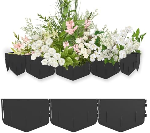 UISEBRT Flexible Gartenpalisade Beetzaun, Rasenkante Kunststoff mit Matter Oberfläche, Einfach mit Gummihammer einsetzbar, Keine Gräben nötig, Beeteinfassung für Garten (4m, Schwarz)