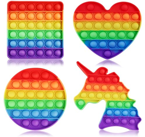 XIATIAN Pop it Spielzeug, 4 Stücke Push and Pop Bubble Sensory Fidget Toy, Popit Fidget It Spielzeug, Anti Stress Spielzeugs für Kinder und Erwachsene Sensorik