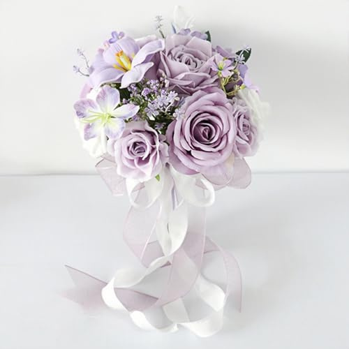 champracer Brautsträuße Brautstrauß Künstlich Künstlicher Rosenstrauß Bouquet Deko Hochzeitssträuße für Braut Blumenstrauß für Fotografie Hochzeit (B)